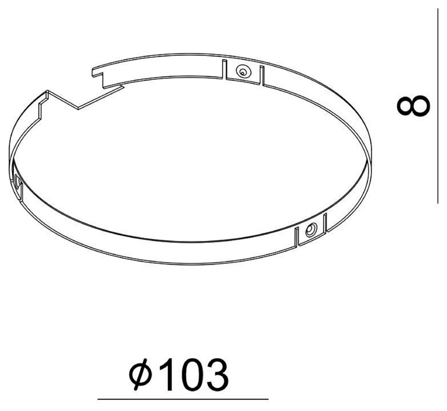 Disegno tecnico di una fascetta circolare ad anello, contrassegnata con 8 e diametro ø103.