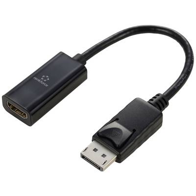 Adattatore da DisplayPort a HDMI con cavo corto, colore nero, utilizzato per collegare un dispositivo con porta HDMI a un dispositivo con porta DisplayPort.