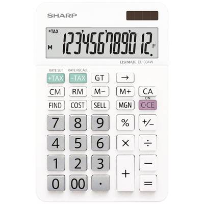 Sharp EL-334W Calcolatrice da tavolo Bianco Display (cifre): 12 a batteria,  a energia solare (L x A x P) 112 x 170 x 14