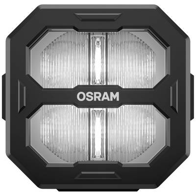 Un faro LED nero quadrato di OSRAM con quattro lenti, adatto per l'illuminazione veicolare.