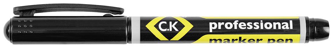 Pennarello nero del marchio 'C.K professional' con dettagli gialli e bianchi.