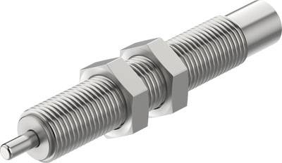 Un ammortizzatore metallico filettato con due dadi esagonali. Utilizzato principalmente per applicazioni meccaniche di precisione.