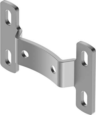 Supporto a parete in metallo con più fori per il fissaggio e la stabilizzazione a muro; forma rettangolare.