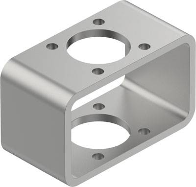 Blocco metallico con diversi fori circolari, idoneo al fissaggio o al collegamento di componenti meccaniche.