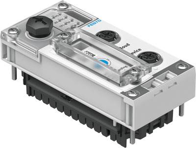 Componente industriale di Festo con connessioni ed elementi di regolazione, utilizzata in sistemi di automazione.