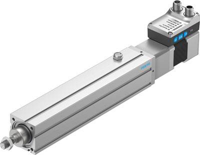 Slitta elettrica con slitta di guida comune per movimenti lineari precisi, design compatto e corsa variabile.