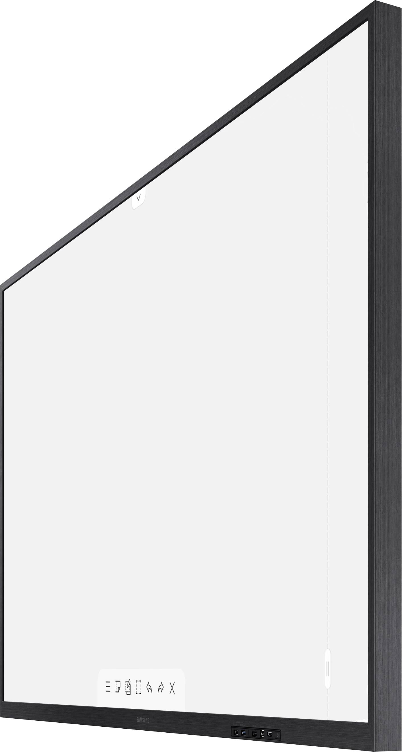 Una lavagna nera in vista diagonale, con un piccolo menu bianco nella parte inferiore.