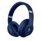 Cuffie over-ear wireless blu scuro con accento argentato e logo 'b' sul padiglione auricolare.