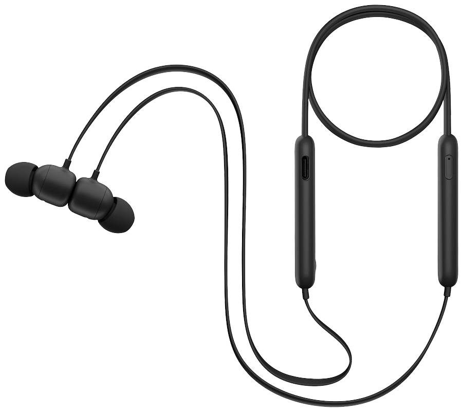 Auricolari in-ear neri senza fili con archetto posteriore. Hanno inserti auricolari magnetici che si attaccano tra loro.