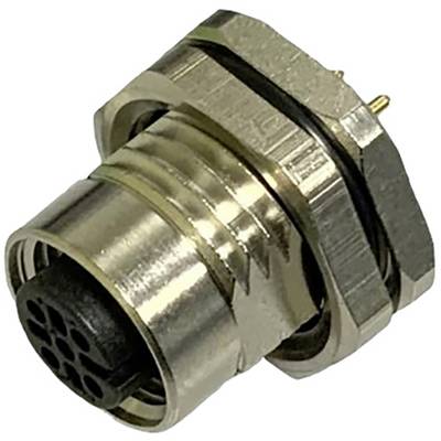 Connettore metallico multipolare a design cilindrico. Adatto per applicazioni industriali, struttura robusta.
