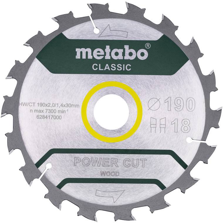 Metabo 628417000 Lama circolare 190 x 30 mm Numero di denti: 18 1 pz.