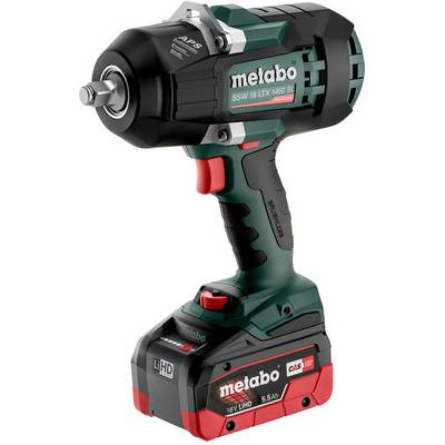 Avvitatore ad impatto senza fili Metabo con pacco batterie, etichettato "SSW 18 LTX 1450 BL" e "LiHD 18V 5.5Ah".
