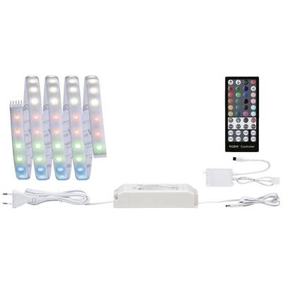 Set di strisce LED con alimentatore, telecomando per il controllo dei colori e connettori. Include un controller RGB per un'illuminazione versatile.