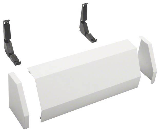 Supporto in plastica bianco con due estremità laterali e due staffe di montaggio nere.