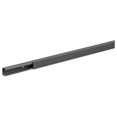 Guida di scorrimento in metallo nero con profilo a U, adatta per il fissaggio a parete o soffitto, idonea per porte scorrevoli.