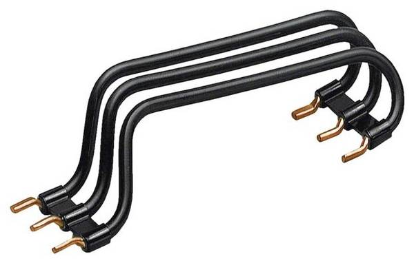 Hager KC350 Ponticello di collegamento Hager KC350 a 3 poli, collegamento a spina, lunghezza 150 mm Ponticello di collegamento 3 poli 10 mm² 1 pz.