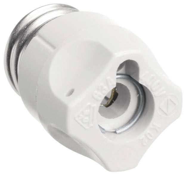 Fusibile in ceramica bianca con elementi metallici, idoneo per 400V, 63A.