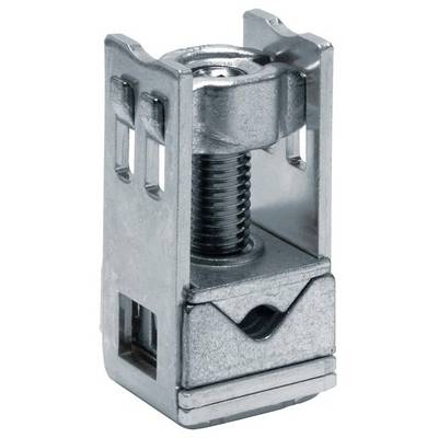 Pezzo di metallo con filettatura e vite, idoneo per il collegamento di componenti di scaffalature in kit di mobili.
