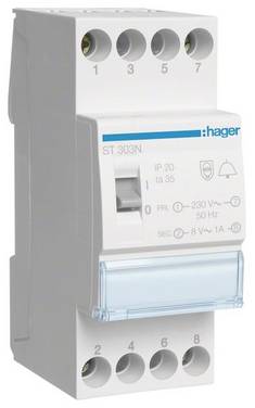 Hager ST303N Trasformatore per campanello 8 V, 12 V 1 A