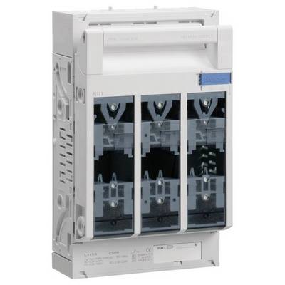 Portafusibili elettrico con tre coperture trasparenti e marcatura del marchio in blu in alto a destra.