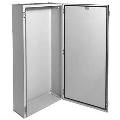 Armadio metallico con porta aperta. L'armadio è vuoto, mostra un interno semplice ed è realizzato in metallo robusto.