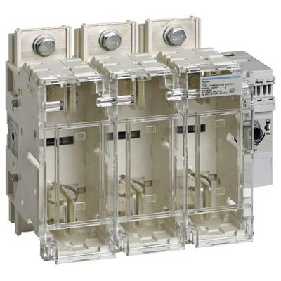 Portafusibili trasparente a quattro poli con contatti integrati, idoneo per l'alloggiamento di fusibili in circuiti elettrici.