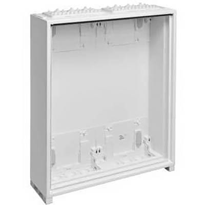 Un quadro elettrico vuoto e bianco, privo di elettronica o cavi visibili, pronto per l'installazione di componenti elettrici.