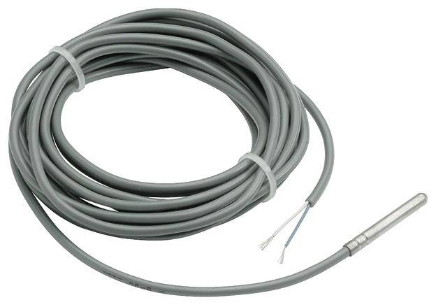 Un rullo di cavo grigio con estremità saldata, adatto per connessioni elettriche.