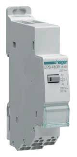 Un interruttore magnetotermico Hager, grigio, con interruttore a leva per il controllo dei circuiti elettrici.