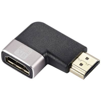 Un adattatore HDMI ad angolo che piega un cavo HDMI di 90 gradi per risparmiare spazio e facilitare il collegamento del cavo.
