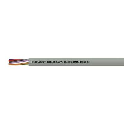'HELUKABEL TRONIC (LiYY) 10x0,25 QMM / 18036 CE', cavo multicore grigio con conduttori interni colorati.
