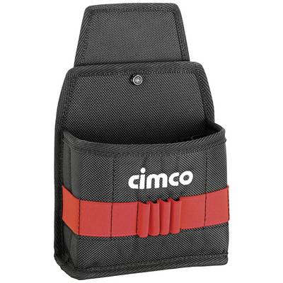 Borsa degli attrezzi nera con nastro rosso e logo 'cimco', aperta per un facile accesso.