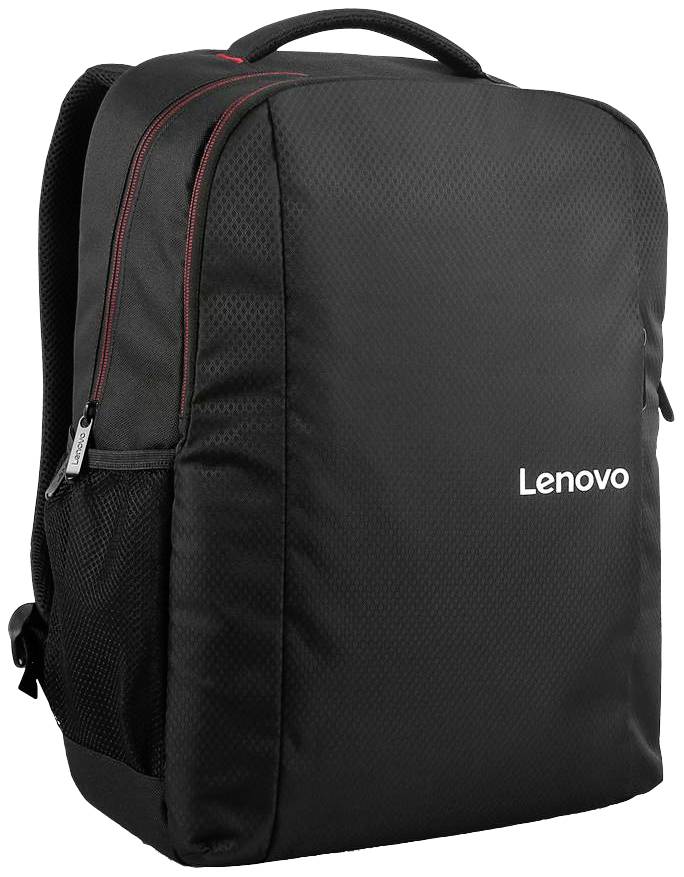 Zaino nero Lenovo con cerniera e manico imbottito, adatto per laptop con scomparto aggiuntivo per riporre oggetti.