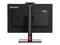 Vista posteriore di un monitor Lenovo ThinkVision con design moderno, corpo nero, con un accento rosso alla base del supporto.