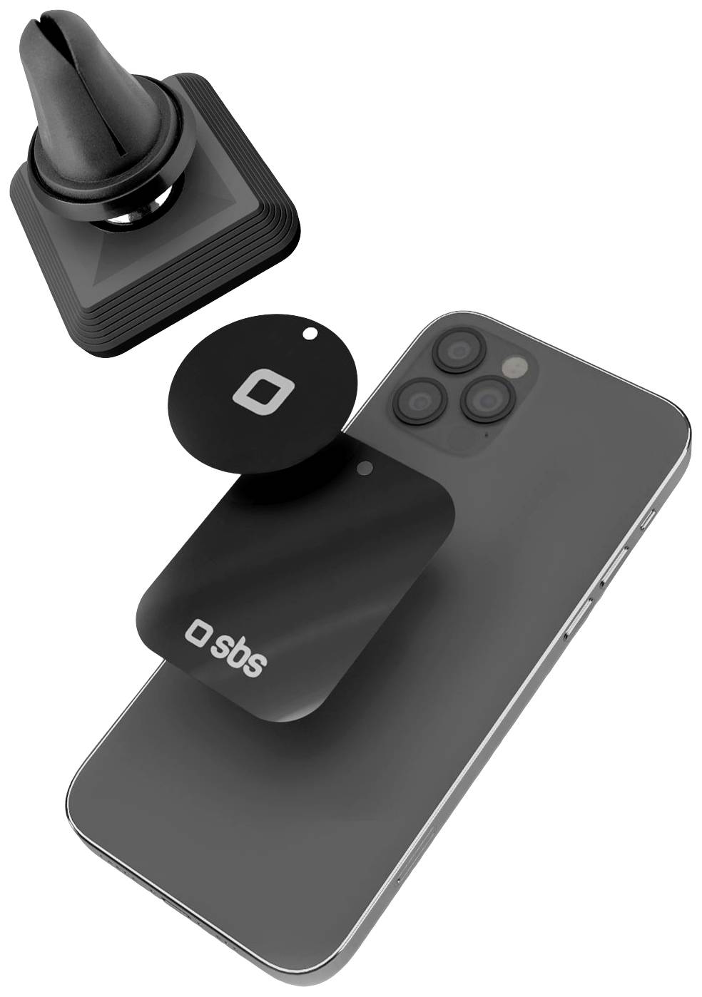 Smartphone con chiusura magnetica removibile e supporto montati sul retro. Adatto per il fissaggio in auto.