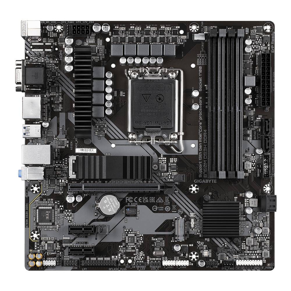 Gigabyte B760M DS3H DDR4 Mainboard Attacco (PC) Intel® 1700 Fattore di forma (dettagli) Micro-ATX Chipset della scheda m-2