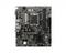 Una scheda madre nera con vari connettori e componenti, tra cui slot PCIe e slot per RAM.