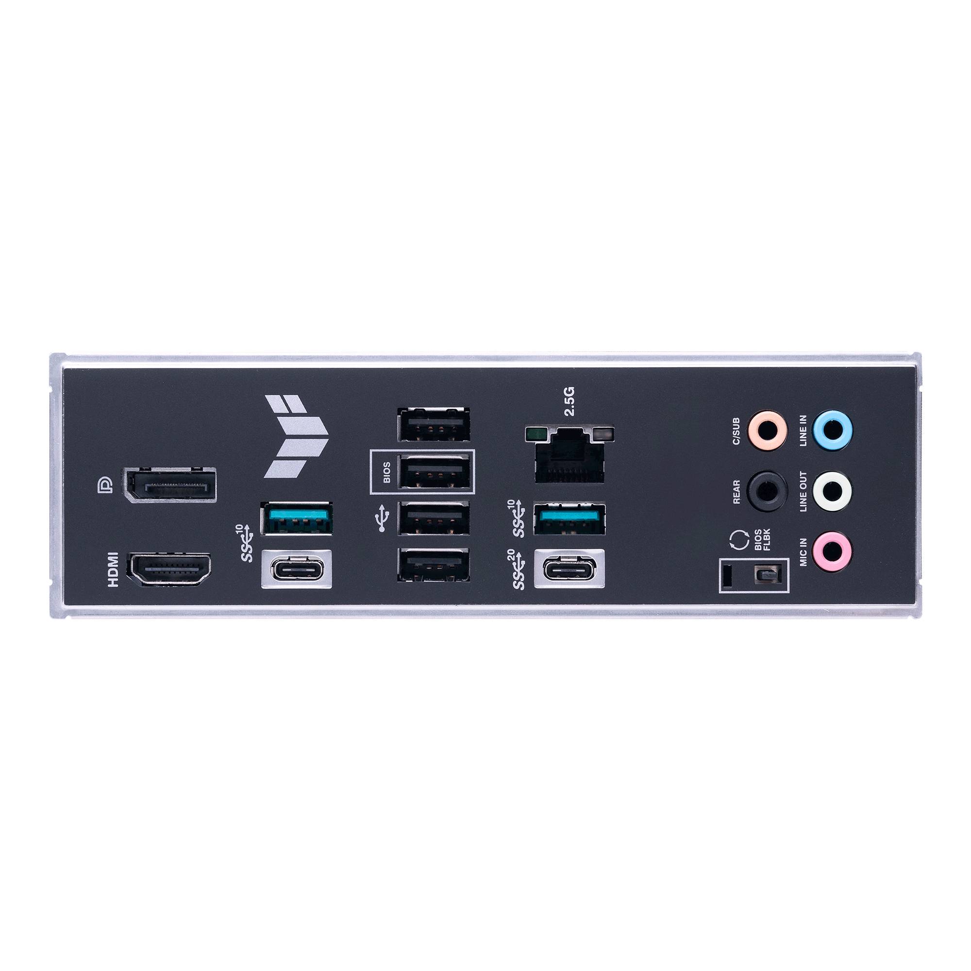 Retro di un case per computer con diverse interfacce: porta HDMI, porte USB, Ethernet e jack audio.