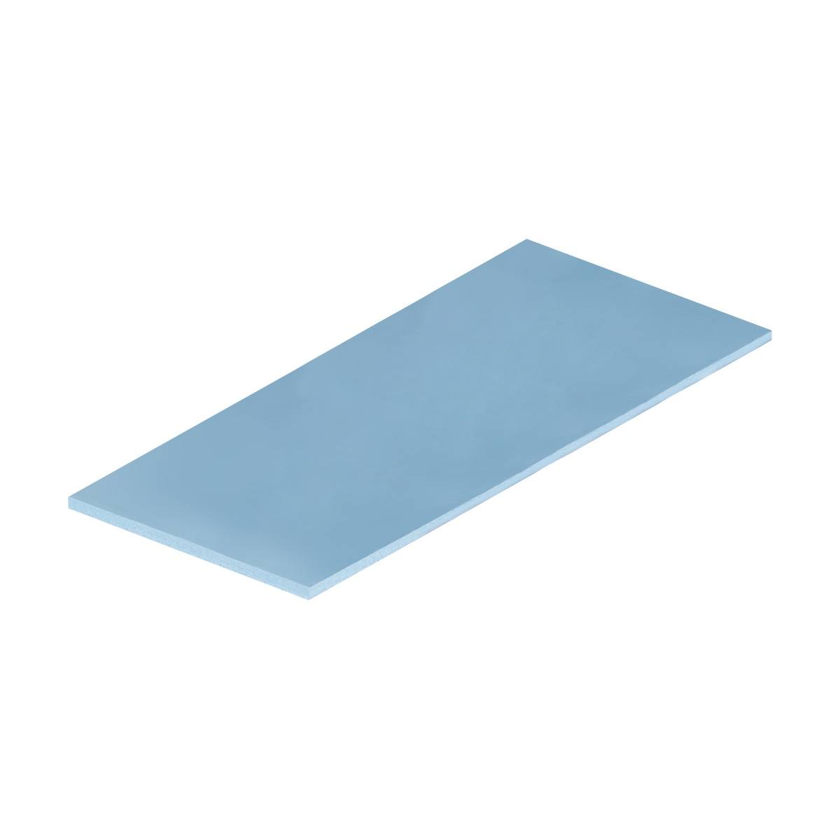 Un oggetto rettangolare, piatto e di colore azzurro chiaro che appare come sospeso.