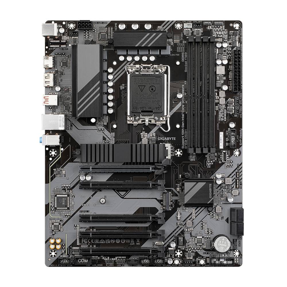 'Scheda madre con socket CPU, slot RAM e connettori. Pulsante centrale, importante per le funzioni del computer.'