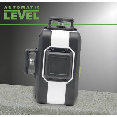 Livella con scritta 'Automatic Level', posizionata orizzontalmente con una striscia verde. Funzione principale: misurazione precisa.