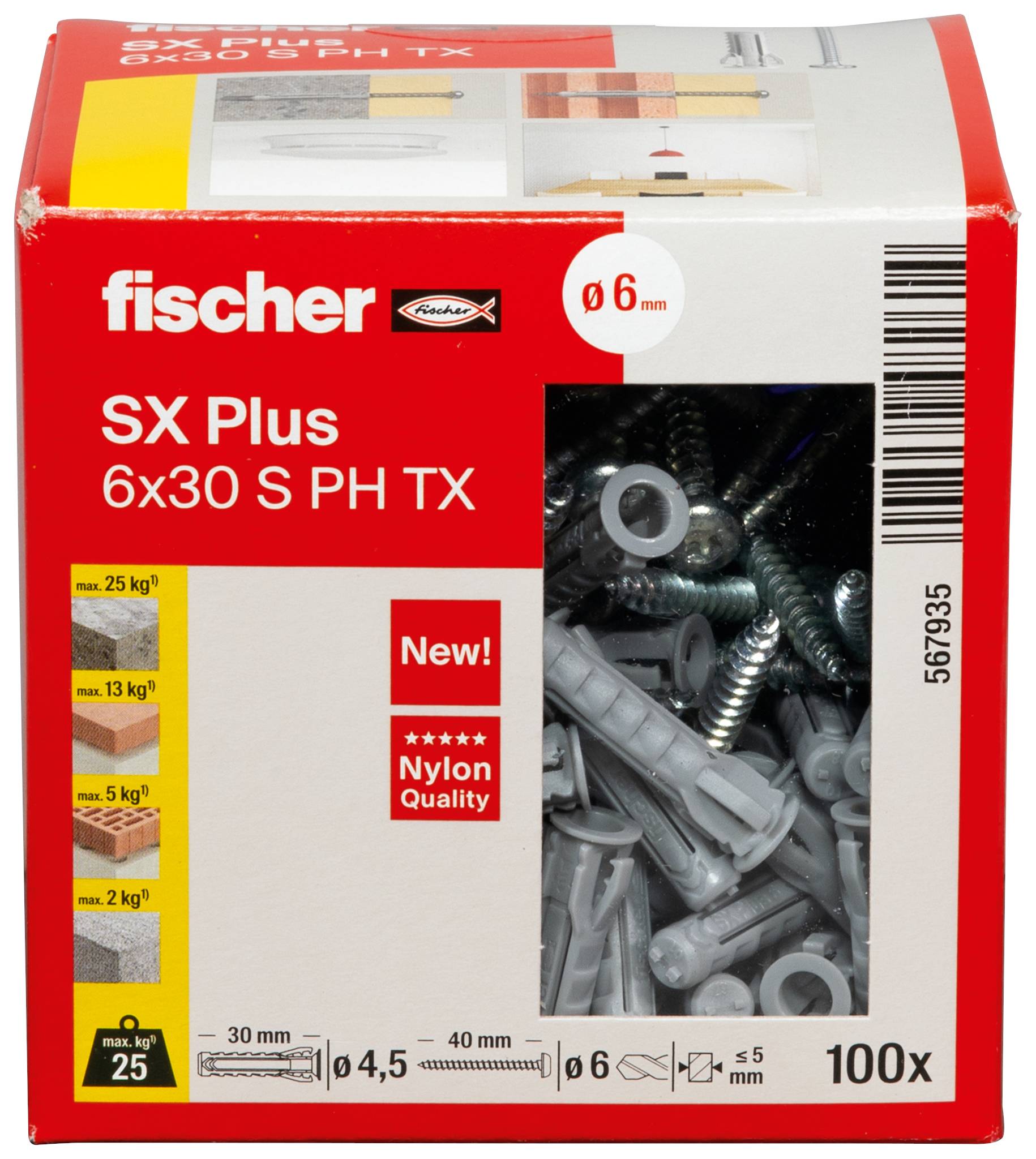 Fischer 567935 SX Plus Tassello ad espansione 30 mm 6 mm 100 pz.-3
