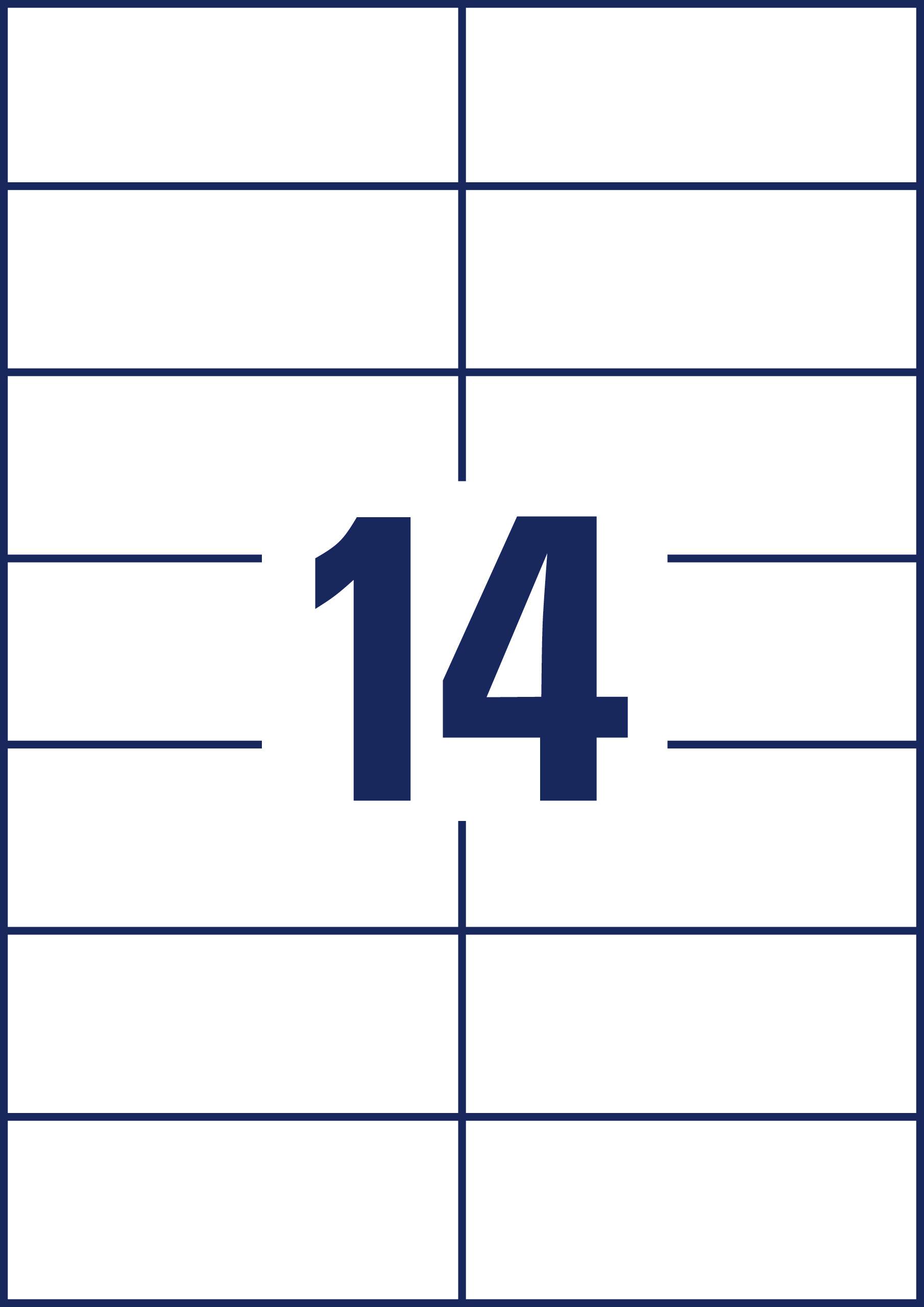 Un numero '14' blu centrato su sfondo bianco, circondato da sottili linee blu che formano un pattern a griglia.