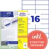 Avery-Zweckform 3484 Etichetta universale 105 x 37 mm Carta Bianco 1600 pz. A tenuta permanente Stampante laser a colori, Stampante laser