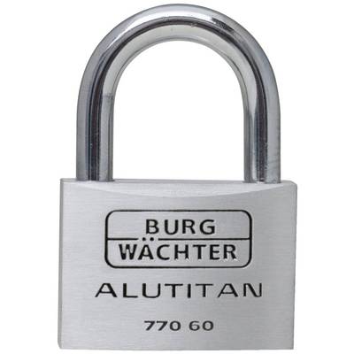 Un lucchetto argentato con la scritta 'BURG WÄCHTER ALUTITAN 770 60'.