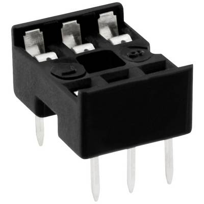 Un componente elettronico nero con quattro piedini metallici, tipicamente utilizzato per connessioni su schede elettroniche.
