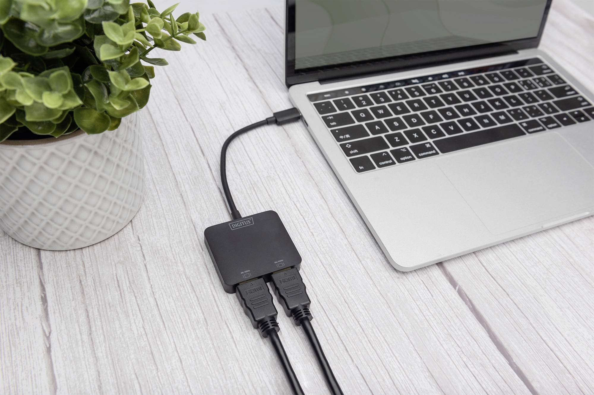 Digitus DS-45338 HDMI / USB-C® Adattatore [1x USB-C® - 2x Presa HDMI] Nero senza presa di carica, UHD 4K;-2