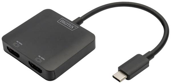 Digitus DS-45338 HDMI / USB-C® Adattatore [1x USB-C® - 2x Presa HDMI] Nero senza presa di carica, UHD 4K;