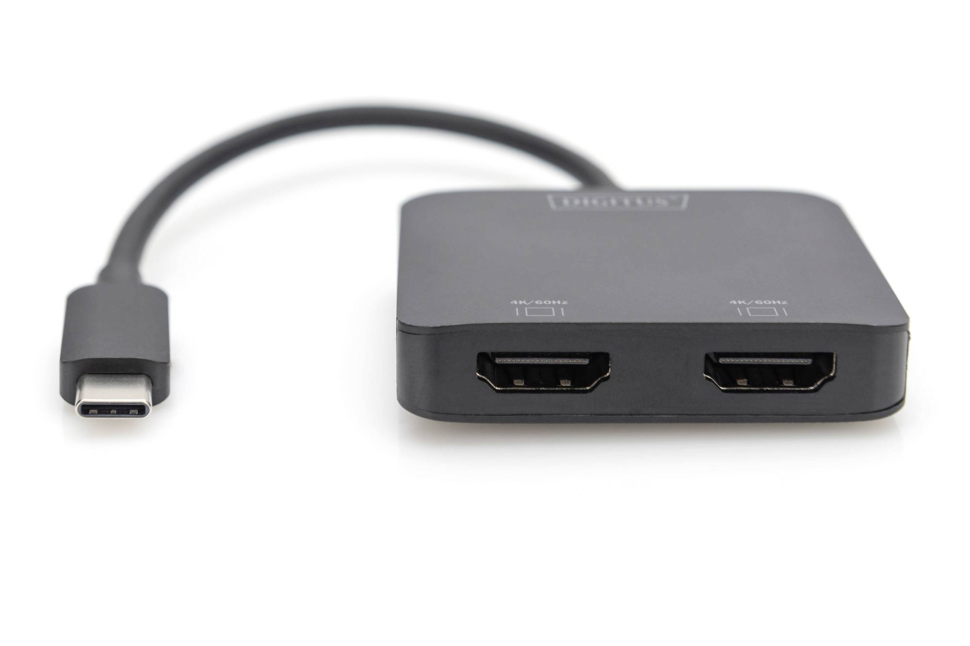 Digitus DS-45338 HDMI / USB-C® Adattatore [1x USB-C® - 2x Presa HDMI] Nero senza presa di carica, UHD 4K;-1