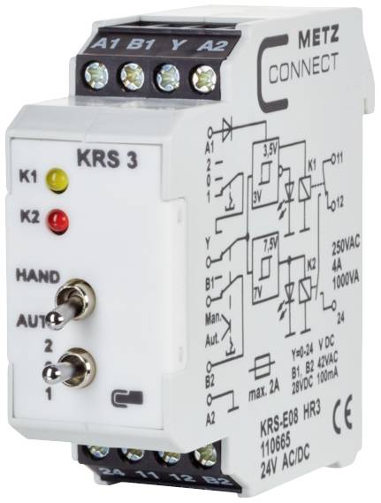 Interruttore a valore di soglia 24, 24 V/AC, V/DC (max) 1 scambio Metz Connect 110665 Pezzo 1 pz.